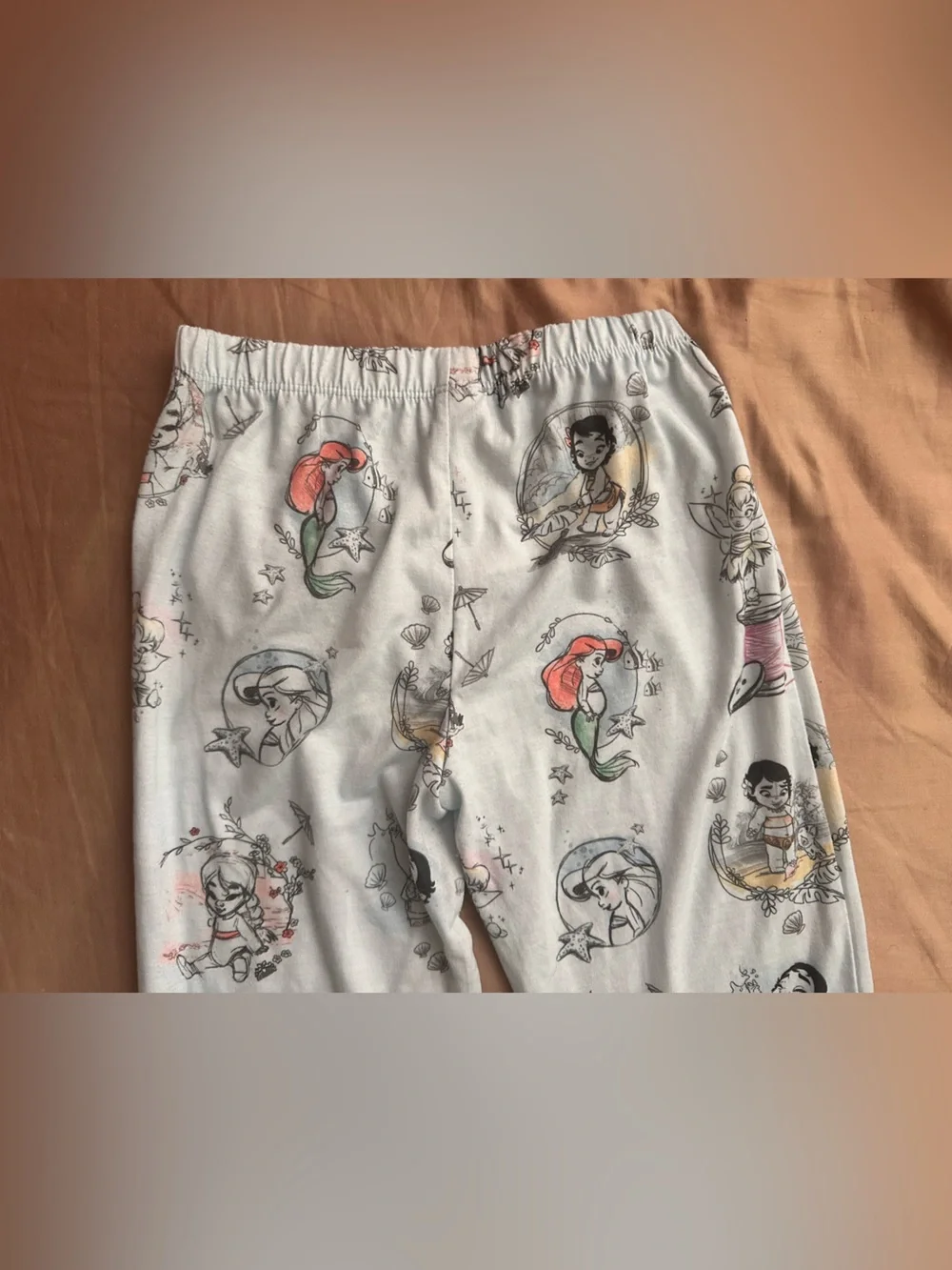 Disney Character Print Light Blue Pajama Pants - Disney Princesses as Babies